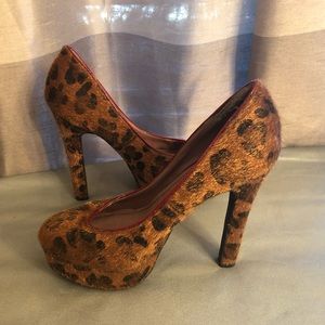 Cheetah printed mobhair heels.